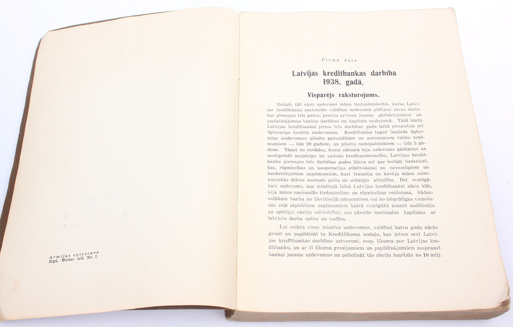 Latvian Credit Bank's 1938 Annual Report