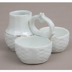 Porcelain spice bowl consists from three-piece