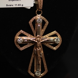 Золотой крестик с 4 бриллиантами