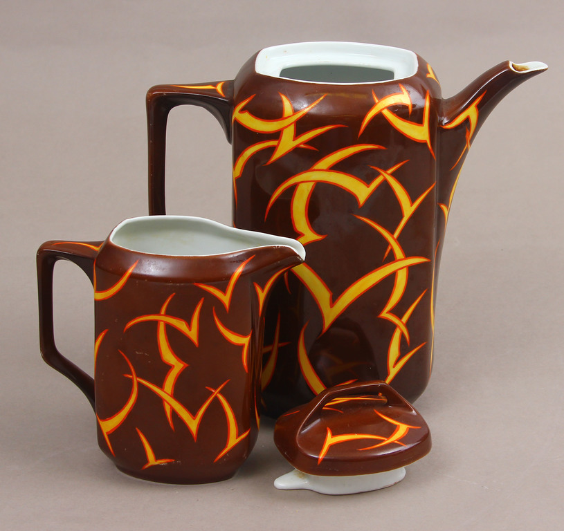 Porcelain set - teapot, coffee pot and milk container