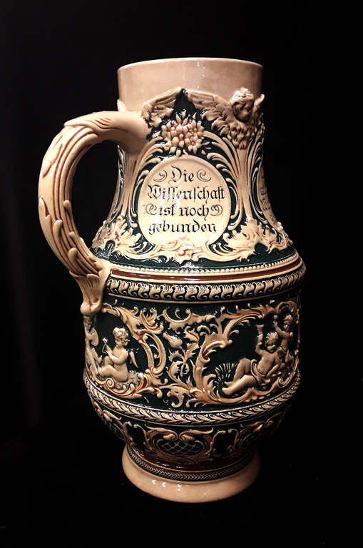 Faience pitcher with inscriptions in German