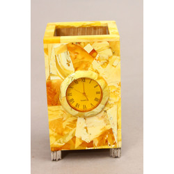 Table clock / stationery with natural amber finish