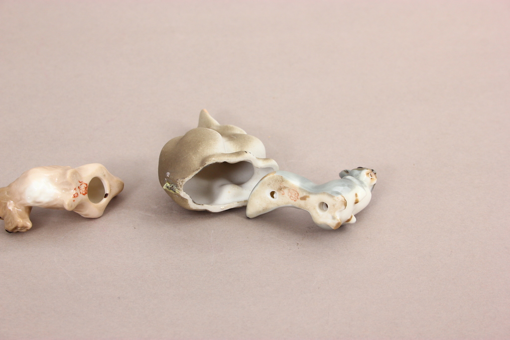 Porcelain figurine set - dog, hare and squirrel