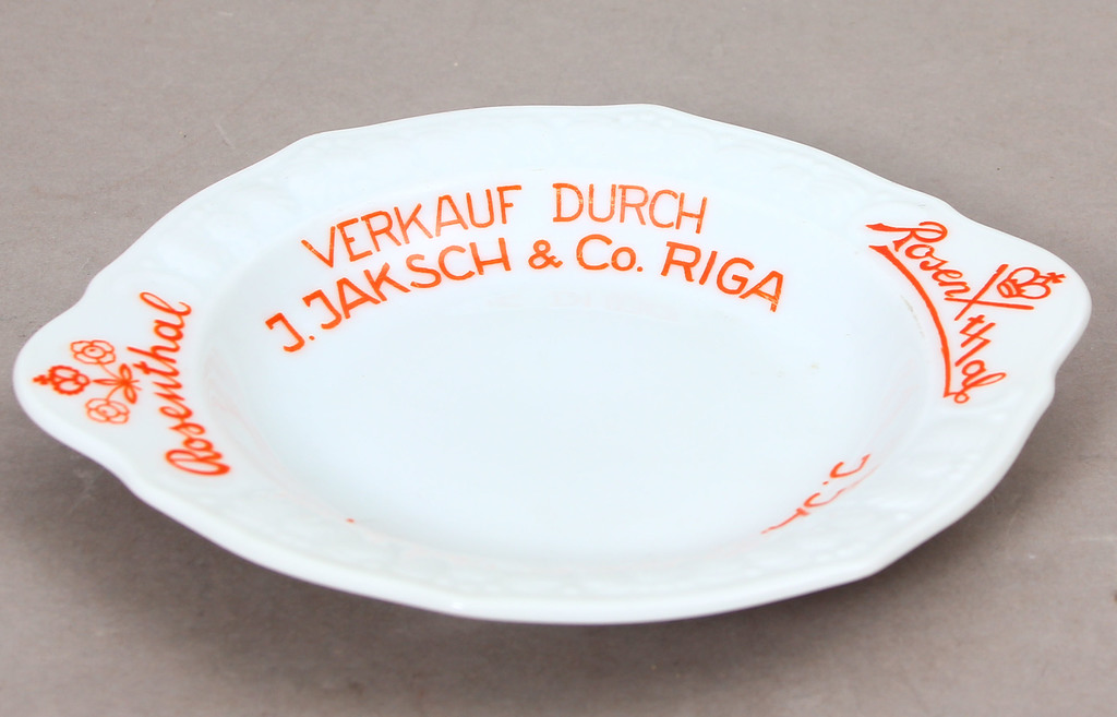 Advertising plate J.Jaksch & Co. Riga, Rosenthal advertising