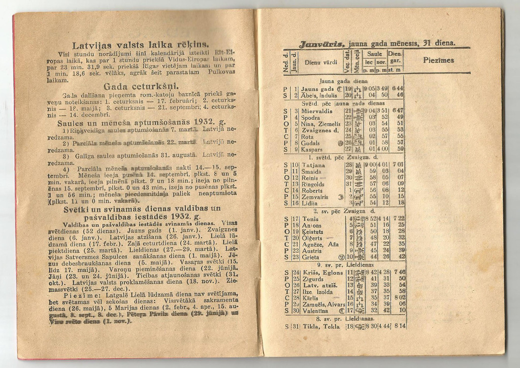 Latvju kalendārs 1932. gadam