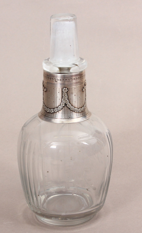 Glass carafe with silver finish