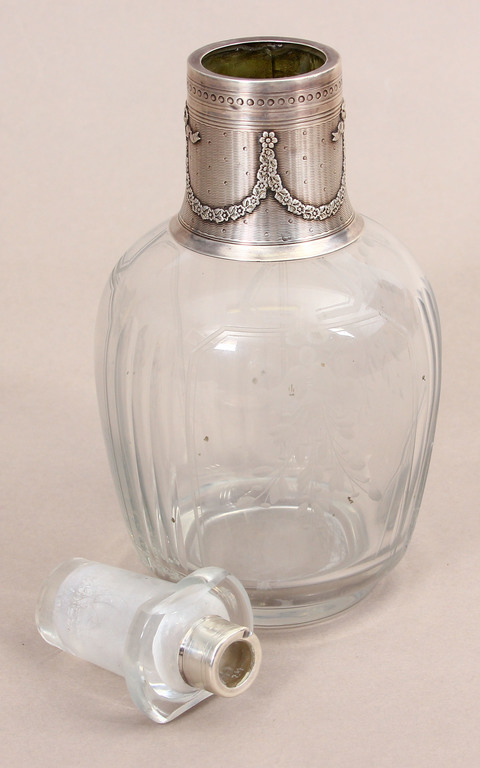 Glass carafe with silver finish