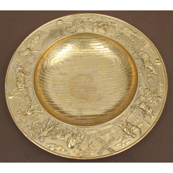 Позолоченная бронзовая декоративная тарелка 