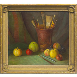  Still life with brushes and fruits
