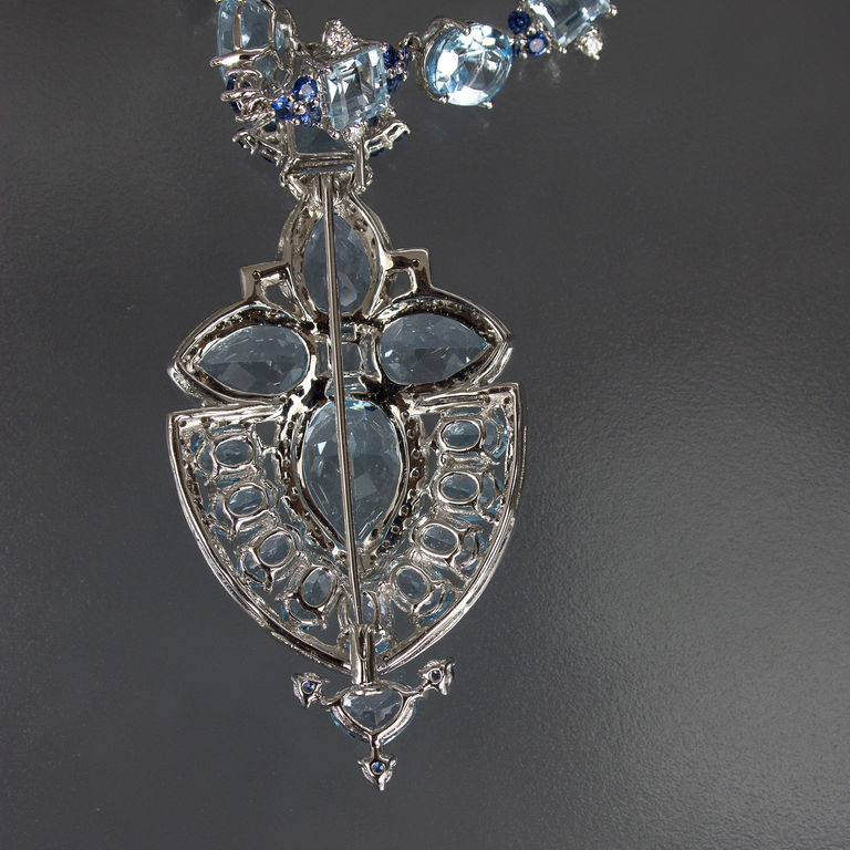 Necklace (brooch) with diamonds, sapphires, topazes and synthetic spinel