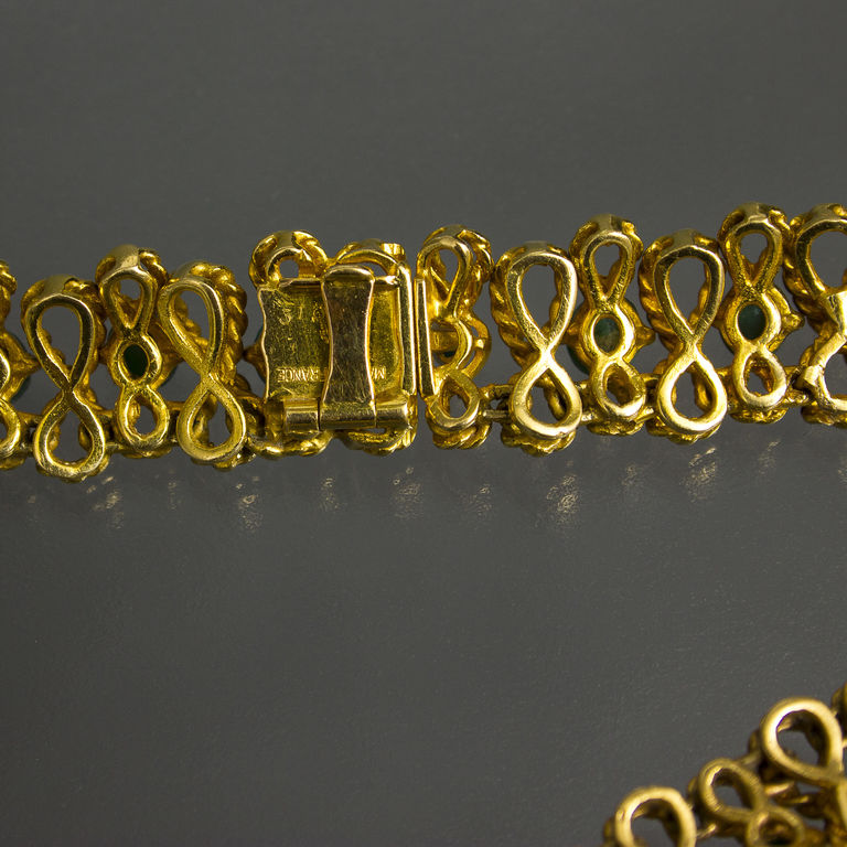 Золотое колье с бриллиантами и бирюзой