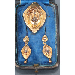 Gold Jewelry Set - Brooch and Earrings (Original Box)
