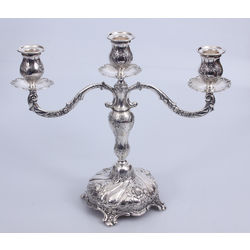 Silver candle holder for three candles