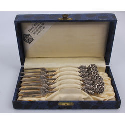 Set of silver dessert forks in original box 6 pcs.