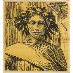 Woman with olive leaf wreath on head