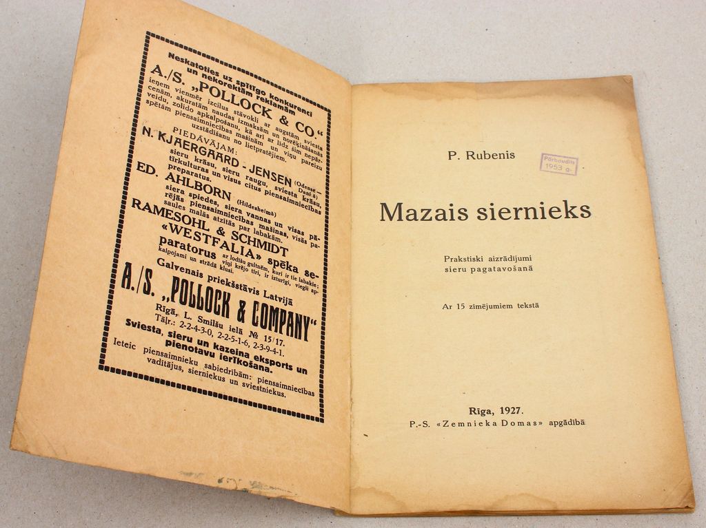 P.Rubenis,Mazais siernieks(prakstiski aizrādījumi siera pagatavošanā)