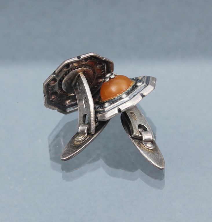 Silver cufflinks  with amber