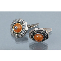 Silver cufflinks  with amber