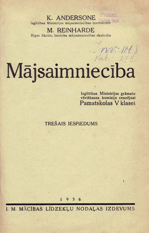 Book 5th grade  Mājsaimniecība