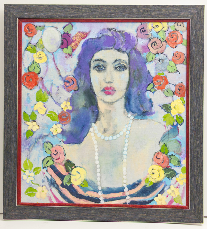 Portrait of a woman with flowers