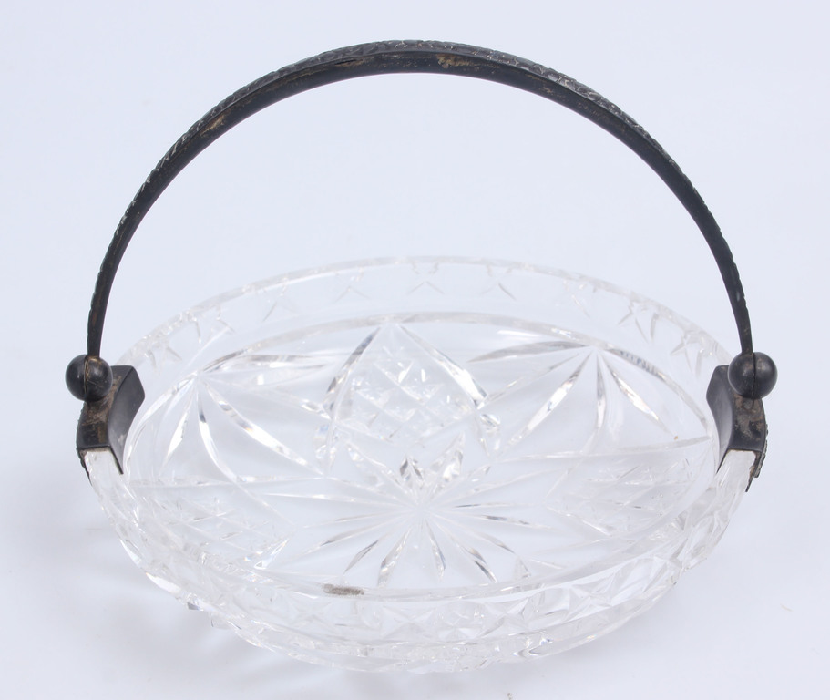 Crystal candy dish with silver finish