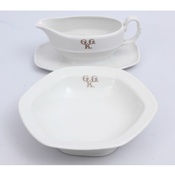 Porcelain dishes - serving bowl, sauce bowl 