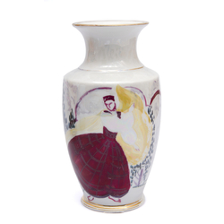 Porcelain vase with a girl in national costume