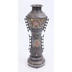 Bronze vase with multicolour enamel