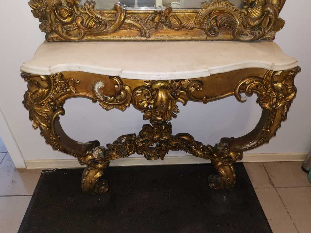 Spogulis ar marmora galdiņu