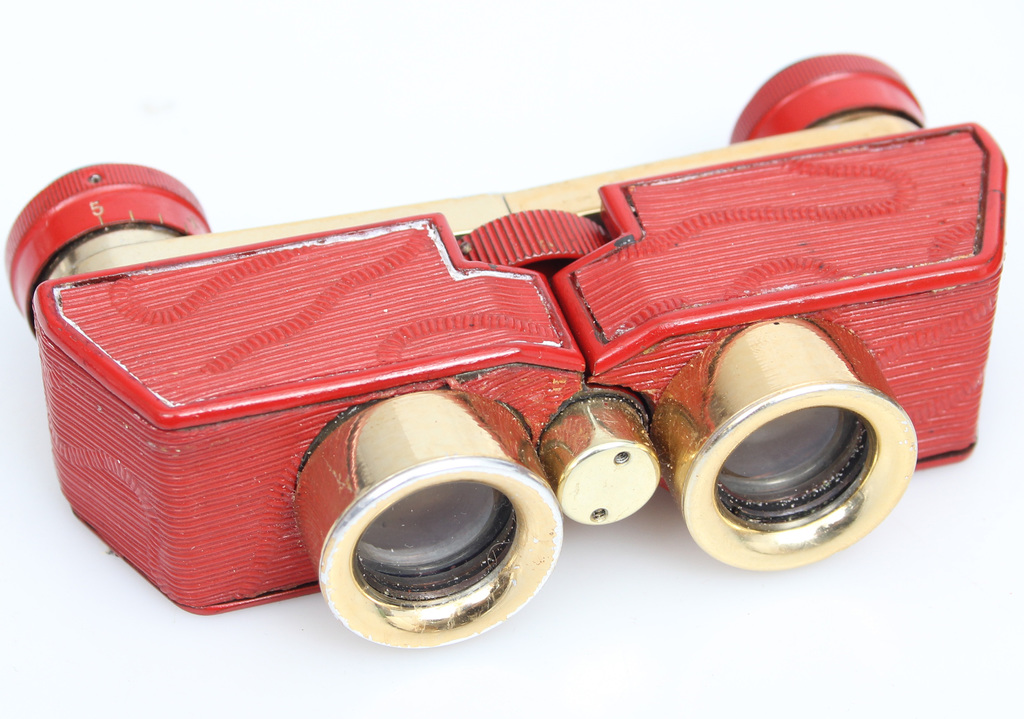 Theater binoculars in leather case