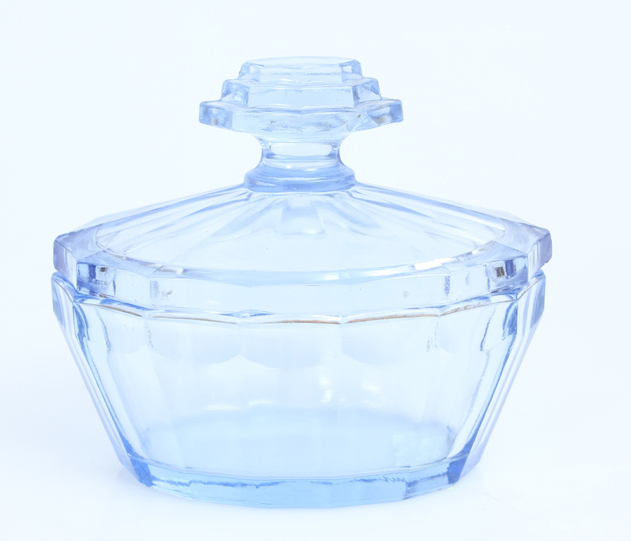Blue glass box/chest  with lid