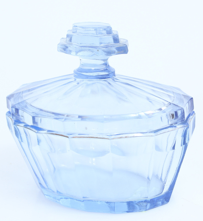 Blue glass box/chest  with lid