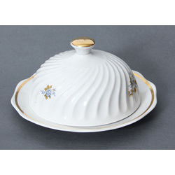 Porcelain butter bowl with lid and gilding