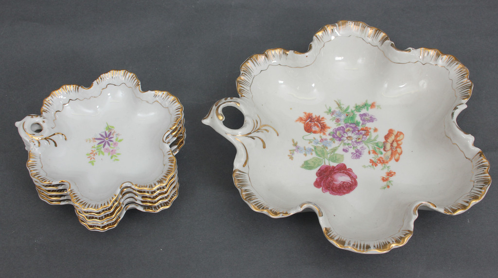 Porcelain jam serving set - 1 large and 5 small