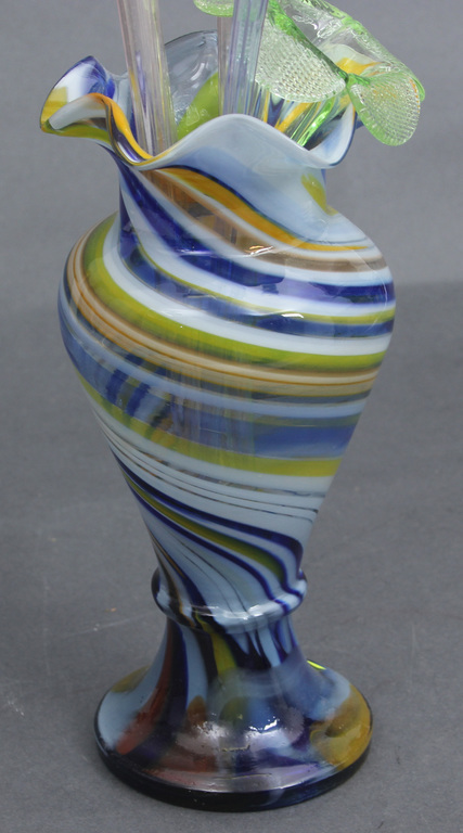 Стеклянная ваза со стеклянными цветами (5 шт.)