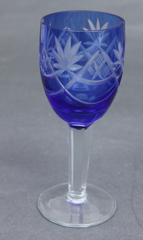 Zilā stikla komplekts - karafe, paplāte un 5 glāzes