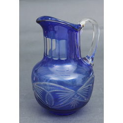 Blue glass pitcher