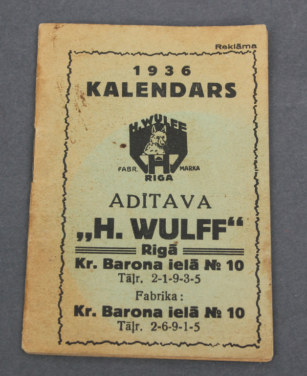 Calendar of notes for 1936