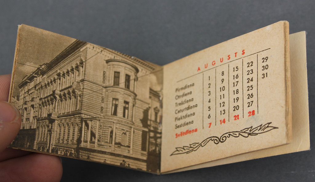 Миниатюрный формат календаря с видами Риги 1960 года