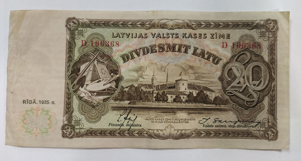 20 latu banknote, 1935