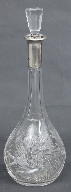 Crystal decanter with silver finish