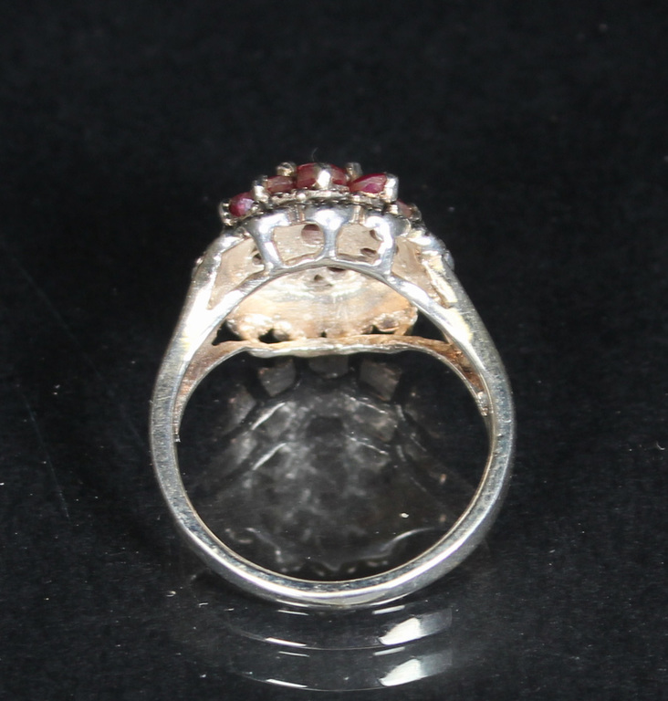 Silver ring with rubies