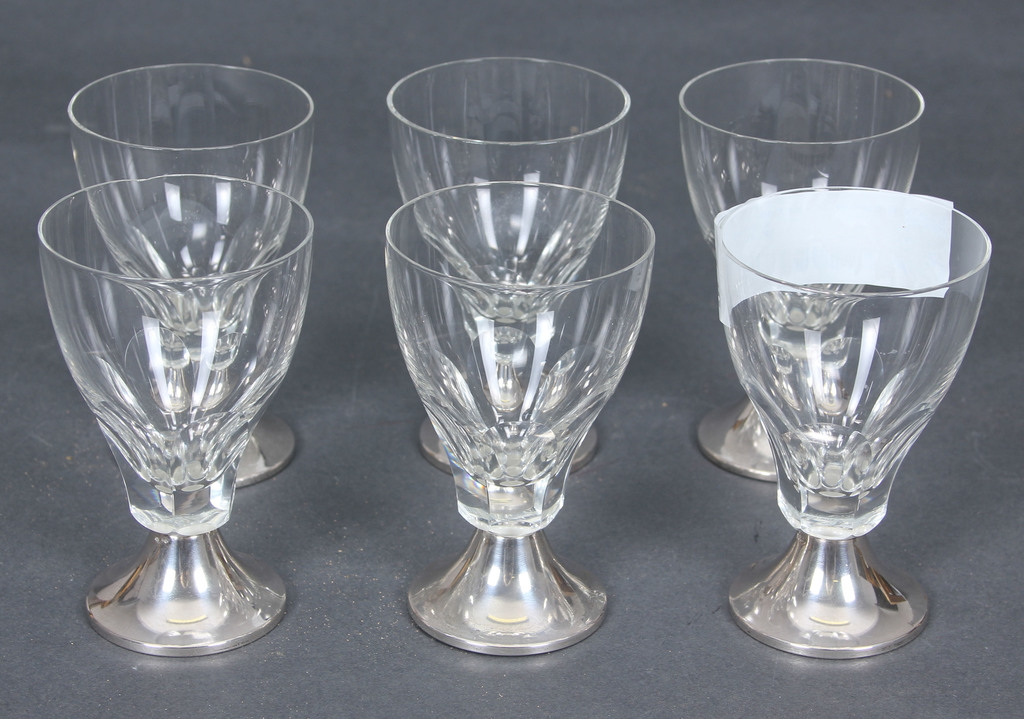 Glass glasses with silver finish (6 pcs)