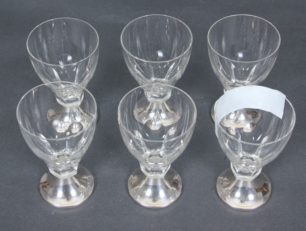 Glass glasses with silver finish (6 pcs)
