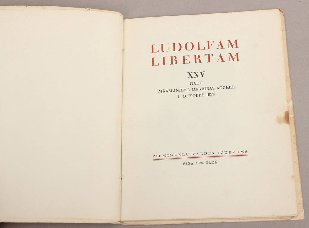  Ludolfam Libertam XXV gadu mākslinieka darbības atcerē 1. oktobrī 1938, с подписями разных художников