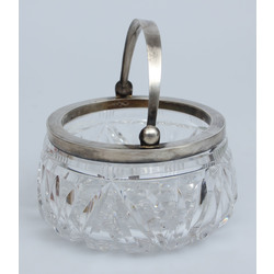 Crystal sugar bowl with silver finish