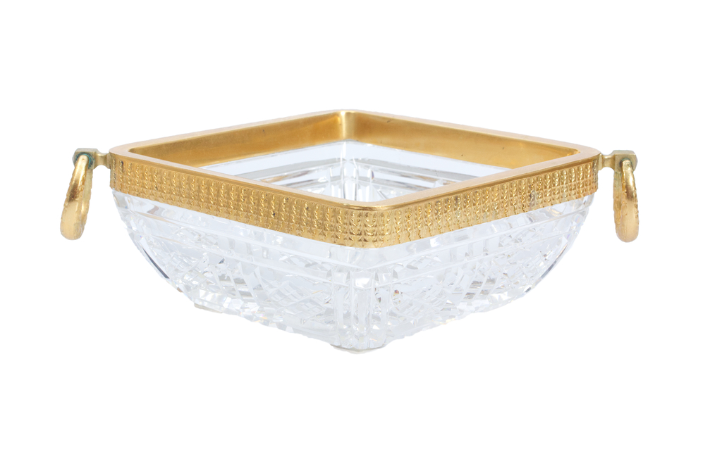Crystal candy bowl with gold plated silver finish