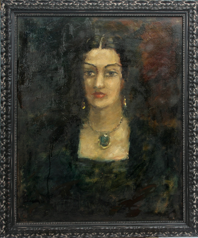 Sievietes portrets ar smaragda kaklarotu