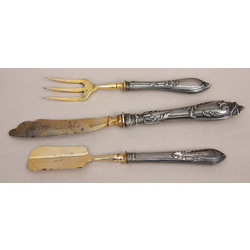 Silver cutlery - spatula, knife, fork