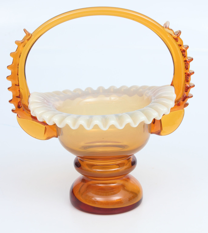 The colored glass cookie tray / basket